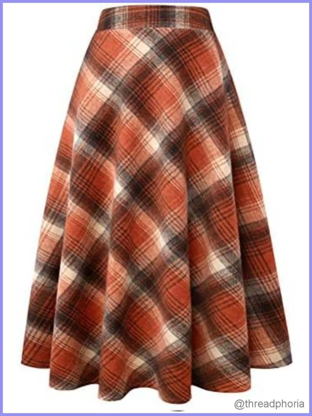Women's High Waisted A-Line Midi Skirt with Pockets Classic Tartan Plaid